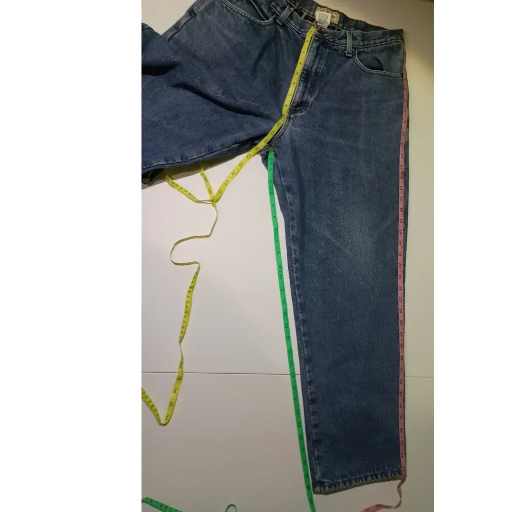 LL BEAN Men's Size 34/30 100% Cotton Relaxed Fit Flannel Lined Jeans Fall Denim